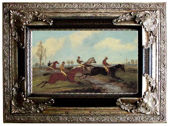 framed  Henry Alken Jnr Over the Water,Past a Marker over the Ditch, Ta053